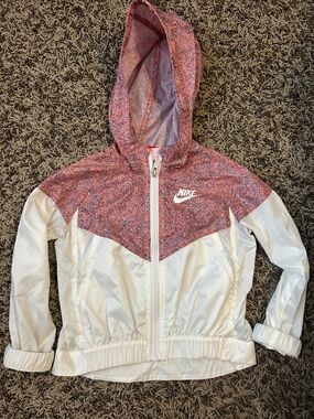 Nike Pink Speckle and White Hooded Windbreaker Jacket